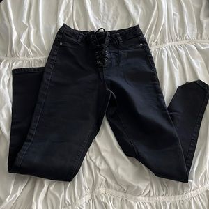 Lace Up Black Jeans